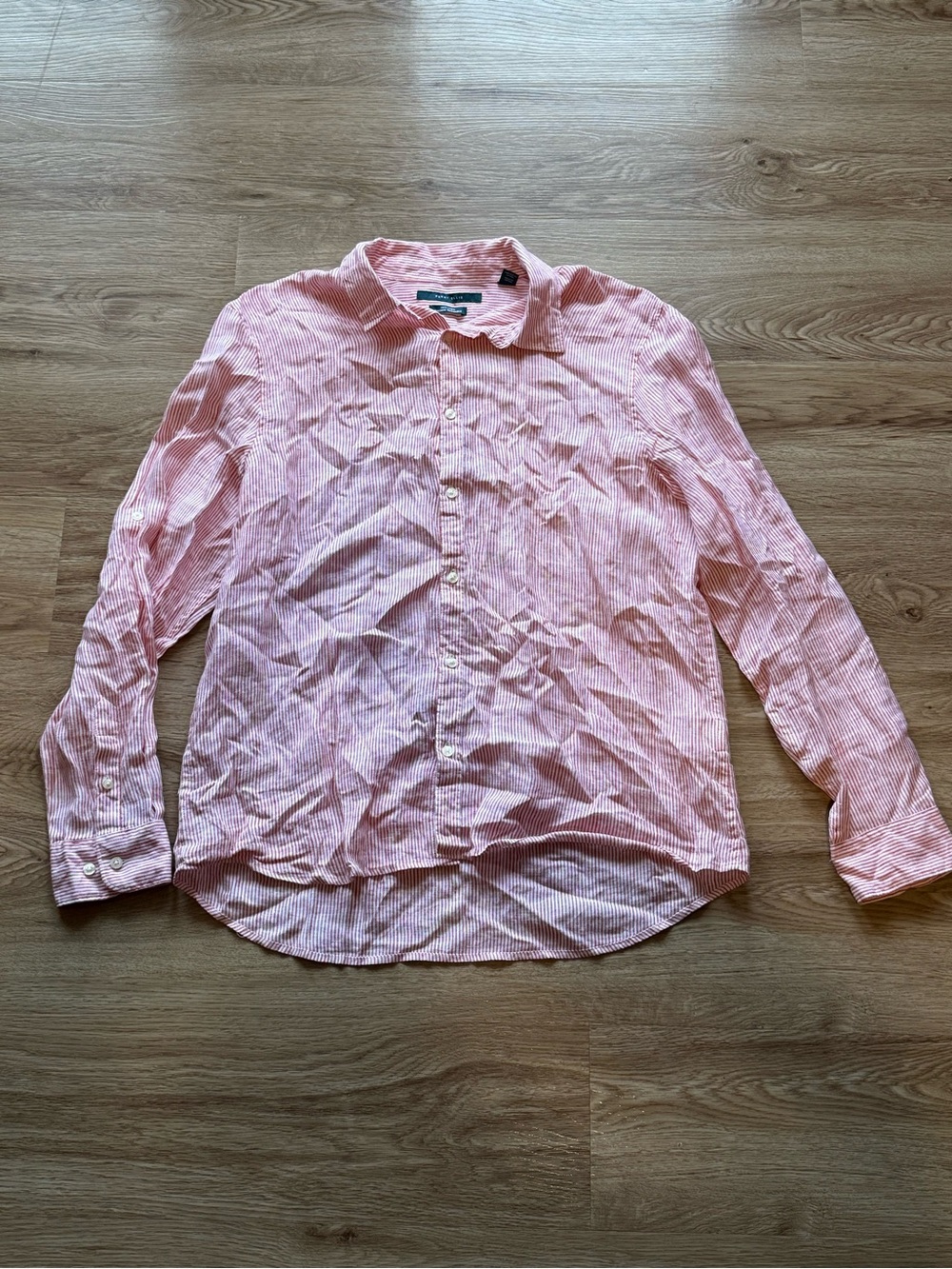 Perry Ellis Light Pink & White Striped Button-Down Shirt